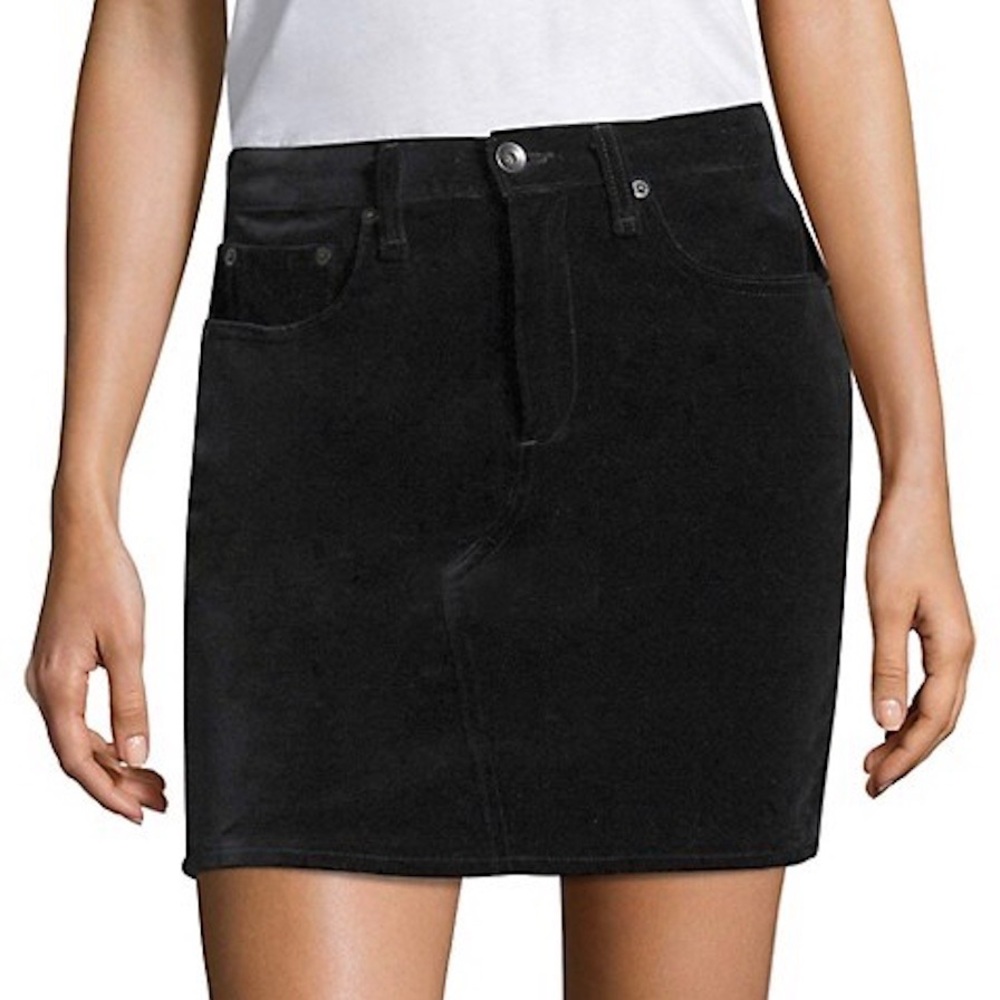Rag & Bone Black Velvet Dive Skirt